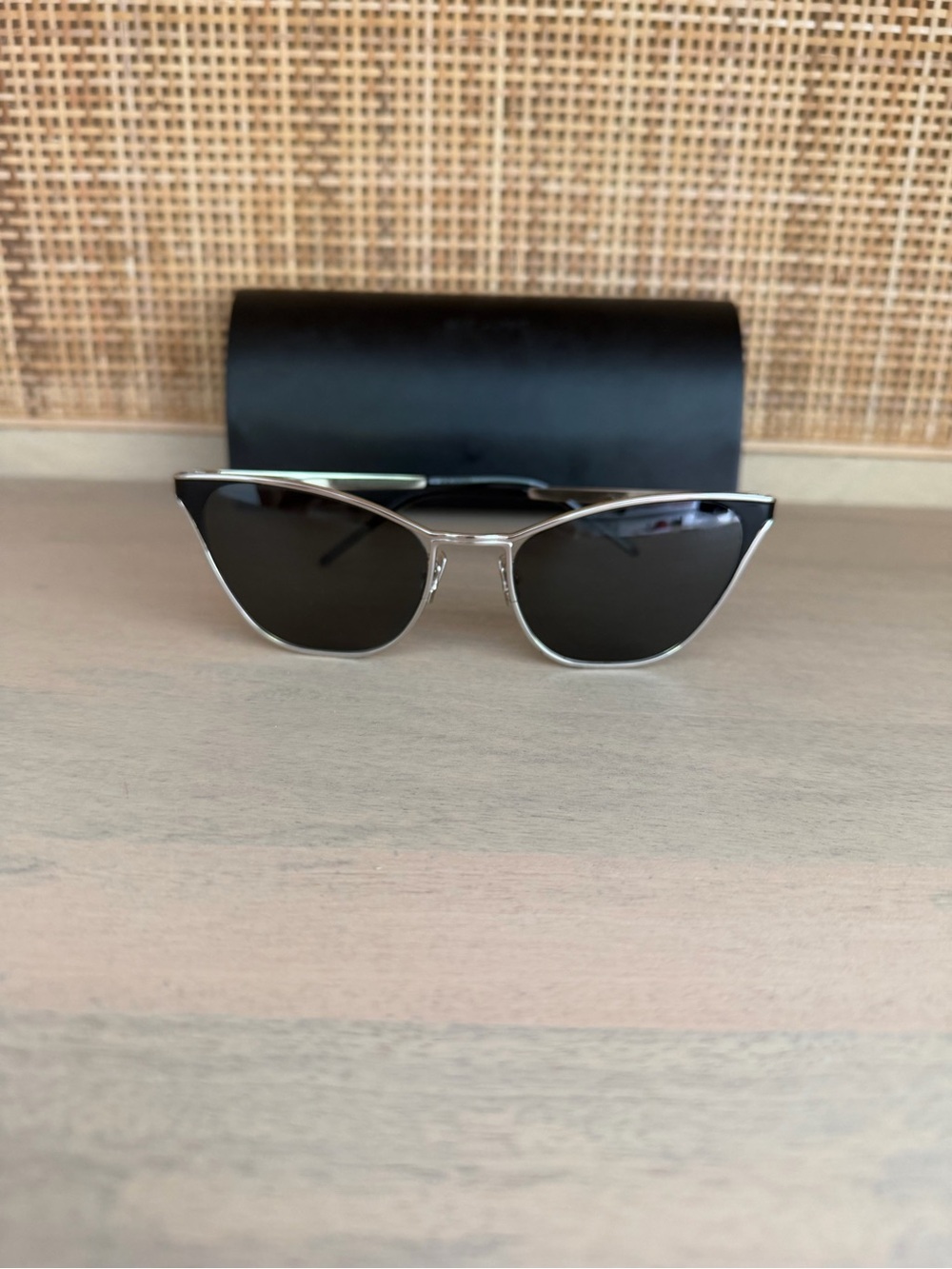 Saint Laurent Black and Silver Cat-Eye Sunglasses